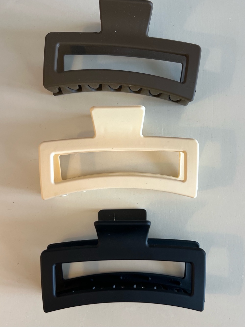 Matte Hair Claw Clip Trio - Black, Cream, Gray